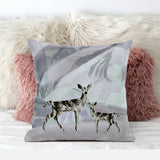 18x18 Black Purple Brown Deer Blown Seam Broadcloth Animal Print Throw Pillow