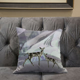 18x18 Black Purple Brown Deer Blown Seam Broadcloth Animal Print Throw Pillow