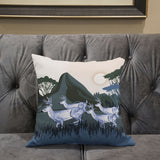 18x18 Blue Deer Blown Seam Broadcloth Animal Print Throw Pillow