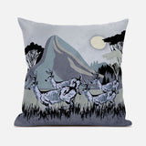 18x18 Black Gray Deer Blown Seam Broadcloth Animal Print Throw Pillow