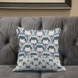 16x16 White Gray Blue Blown Seam Broadcloth Floral Throw Pillow