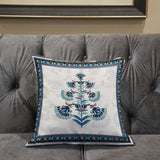 18x18 Off White Blue Black Blown Seam Broadcloth Floral Throw Pillow