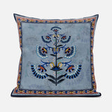 26x26 Gray Blue Red Blown Seam Broadcloth Floral Throw Pillow