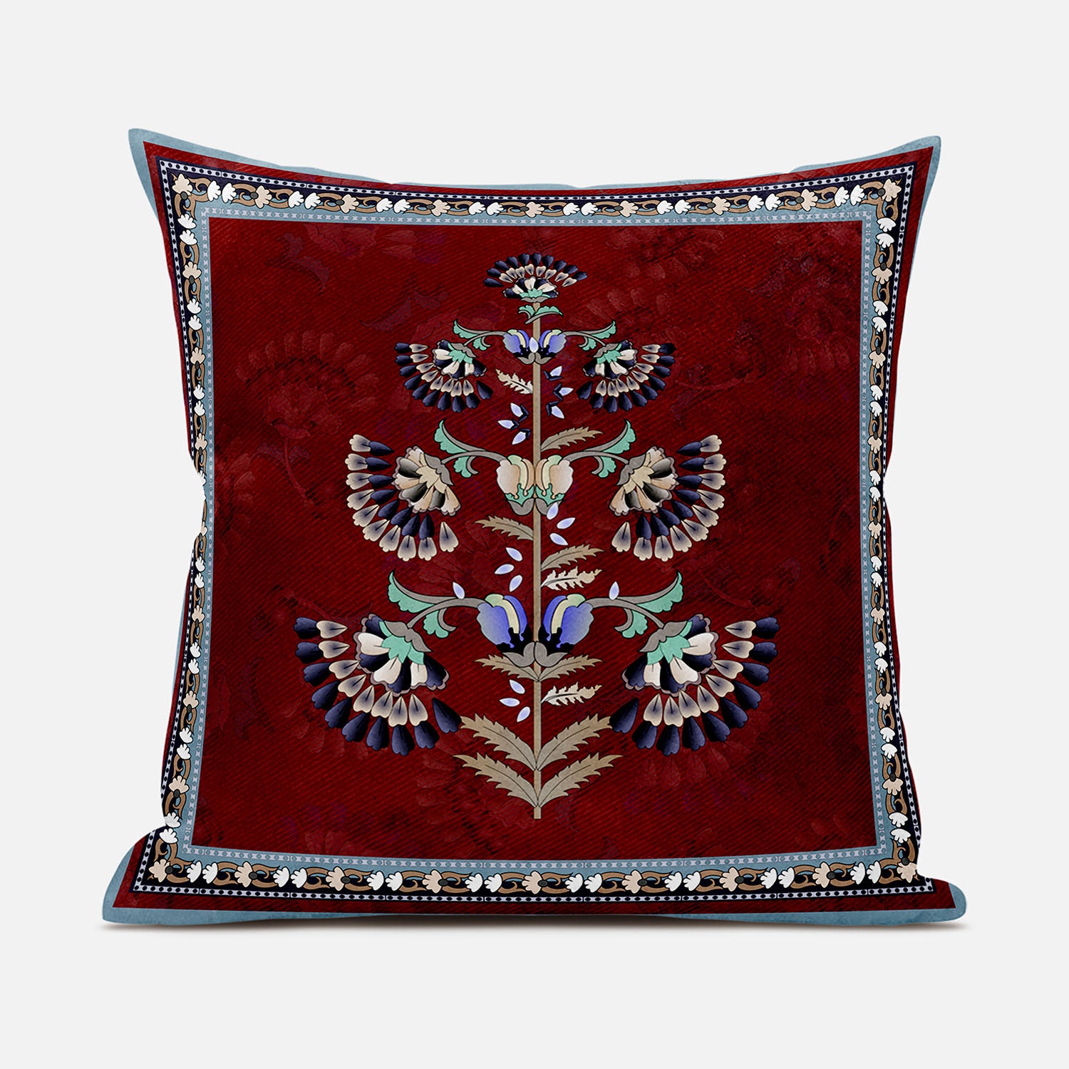 28x28 Red Blown Seam Broadcloth Floral Throw Pillow