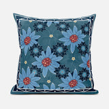 18x18 Blue Red Blown Seam Broadcloth Floral Throw Pillow