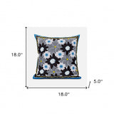 18x18 Gray Brown Blue Blown Seam Broadcloth Floral Throw Pillow