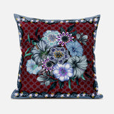 26x26 Red Gray Blown Seam Broadcloth Floral Throw Pillow