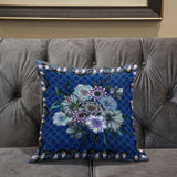 20x20 Blue Gray Blown Seam Broadcloth Floral Throw Pillow