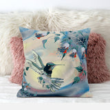 20" X 20" Yellow And Blue Bird Blown Seam Indoor Outdoor Throw Pillow