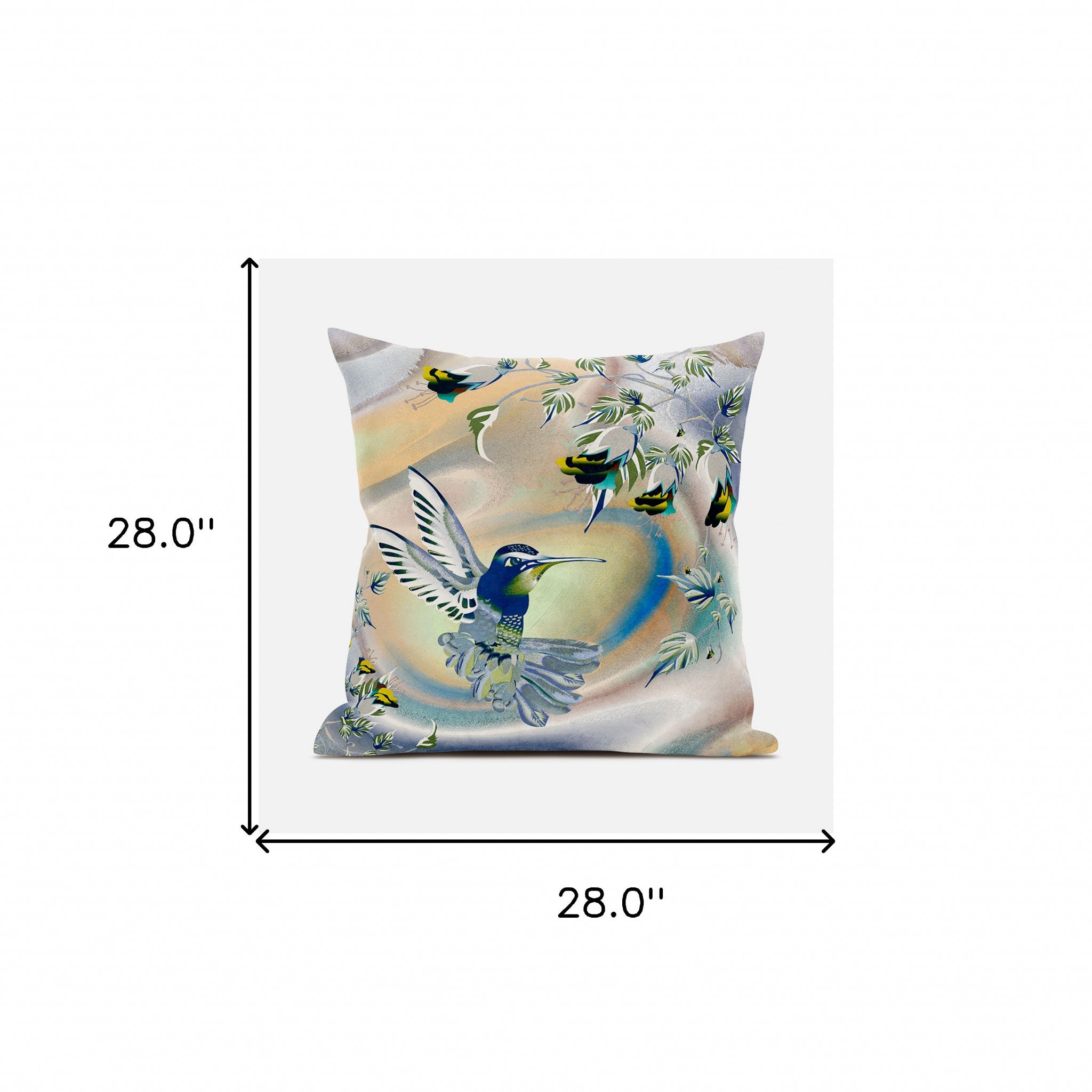 28x28 Yellow Orange Bird Blown Seam Broadcloth Animal Print Throw Pillow