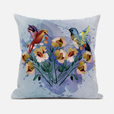 26x26 MutedMint Yellow Blue Bird Blown Seam Broadcloth Animal Print Throw Pillow