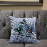 20x20 Blue Pink Gray Bird Blown Seam Broadcloth Animal Print Throw Pillow