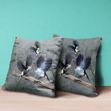 20x20 Off White Green Bird Blown Seam Broadcloth Animal Print Throw Pillow