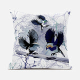 20x20 Black White Bird Blown Seam Broadcloth Animal Print Throw Pillow