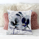 26x26 Black White Bird Blown Seam Broadcloth Animal Print Throw Pillow