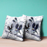 28x28 Black White Bird Blown Seam Broadcloth Animal Print Throw Pillow