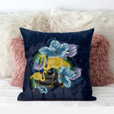 20x20 Blue Yellow Bird Blown Seam Broadcloth Animal Print Throw Pillow