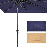 10' Navy Polyester Rectangular Tilt Market Patio Umbrella With Stand