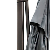 13' Dark Gray Polyester Rectangular Tilt Cantilever Patio Umbrella With Stand