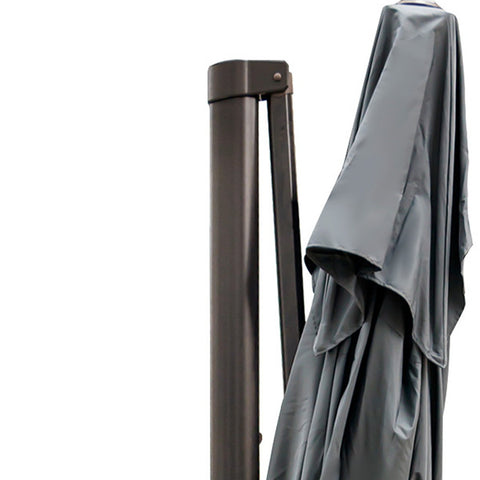 13' Dark Gray Polyester Rectangular Tilt Cantilever Patio Umbrella With Stand