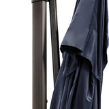 13' Navy Polyester Rectangular Tilt Cantilever Patio Umbrella With Stand