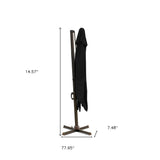 10' Black Polyester Square Tilt Cantilever Patio Umbrella With Stand