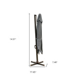 10' Dark Gray Polyester Square Tilt Cantilever Patio Umbrella With Stand