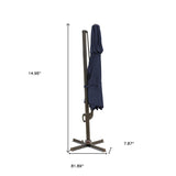 11.5' Navy Blue Polyester Round Tilt Cantilever Patio Umbrella With Stand