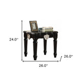 24" Black Manufactured Wood Carved Medallion Square End Table