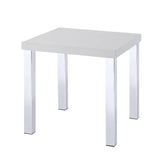 22" Chrome And White High Gloss Square End Table