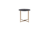 24" Champagne And Black Manufactured Wood And Metal Round End Table