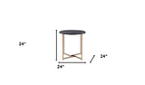 24" Champagne And Black Manufactured Wood And Metal Round End Table