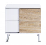 22" White High Gloss Manufactured Wood Rectangular End Table With Two Drawers