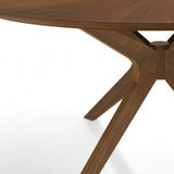 47" Walnut Round Sunburst Veneer Top Dining Table