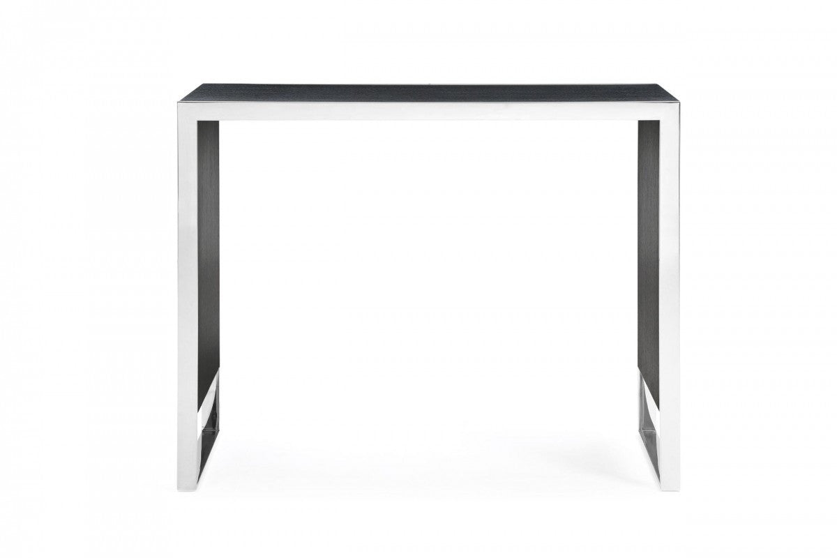 50" Black And Silver Rectangular High Top Bar Table