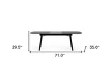 71" Black Rectangular Manufactured Wood Butterfly Leaf Dining Table