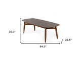 95" Walnut Rounded Rectangular Solid Wood Dining Table