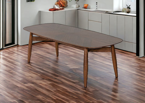 95" Walnut Rounded Rectangular Solid Wood Dining Table