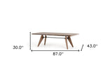 87" Walnut Rectangular Solid Manufactured Wood Dining Table