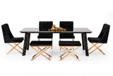 87" Black And Rose Gold Rectangular Dining Table