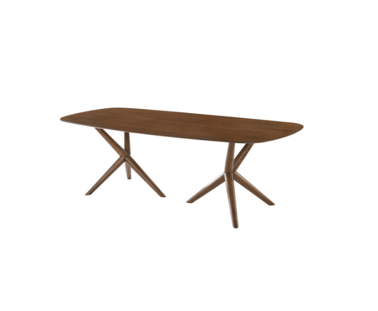 95" Walnut Rectangular Manufactured Wood And Solid Manufactured Wood Dining Table