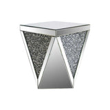 23" Grey And Clear Mirrored Square Mirrored End Table