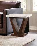 23" Brown And White Marble Square End Table