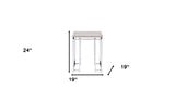 24" Chrome And Natural Oak Manufactured Wood And Metal Square End Table