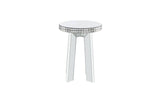 24" Silver Glass Round Mirrored End Table