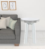 24" Silver Glass Round Mirrored End Table