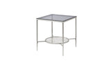 24" Chrome And Clear Glass And Metal Square End Table With Shelf