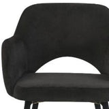 22" Black Velvet And Gold Solid Color Parsons Chair