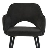 22" Black Velvet And Gold Solid Color Parsons Chair