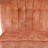 26" Burnt Orange Velvet And Brown Solid Color Slipper Chair